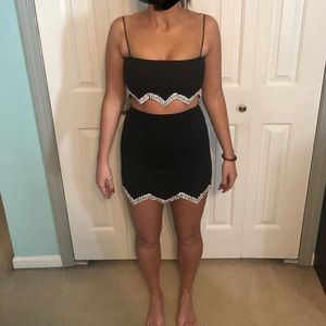 Oh Polly two piece black mini skirt and crop top